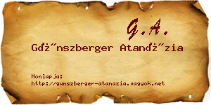Günszberger Atanázia névjegykártya